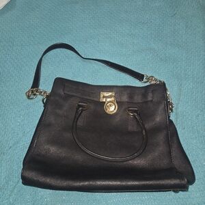 Michael Kors Black Satchel with Gold Accents